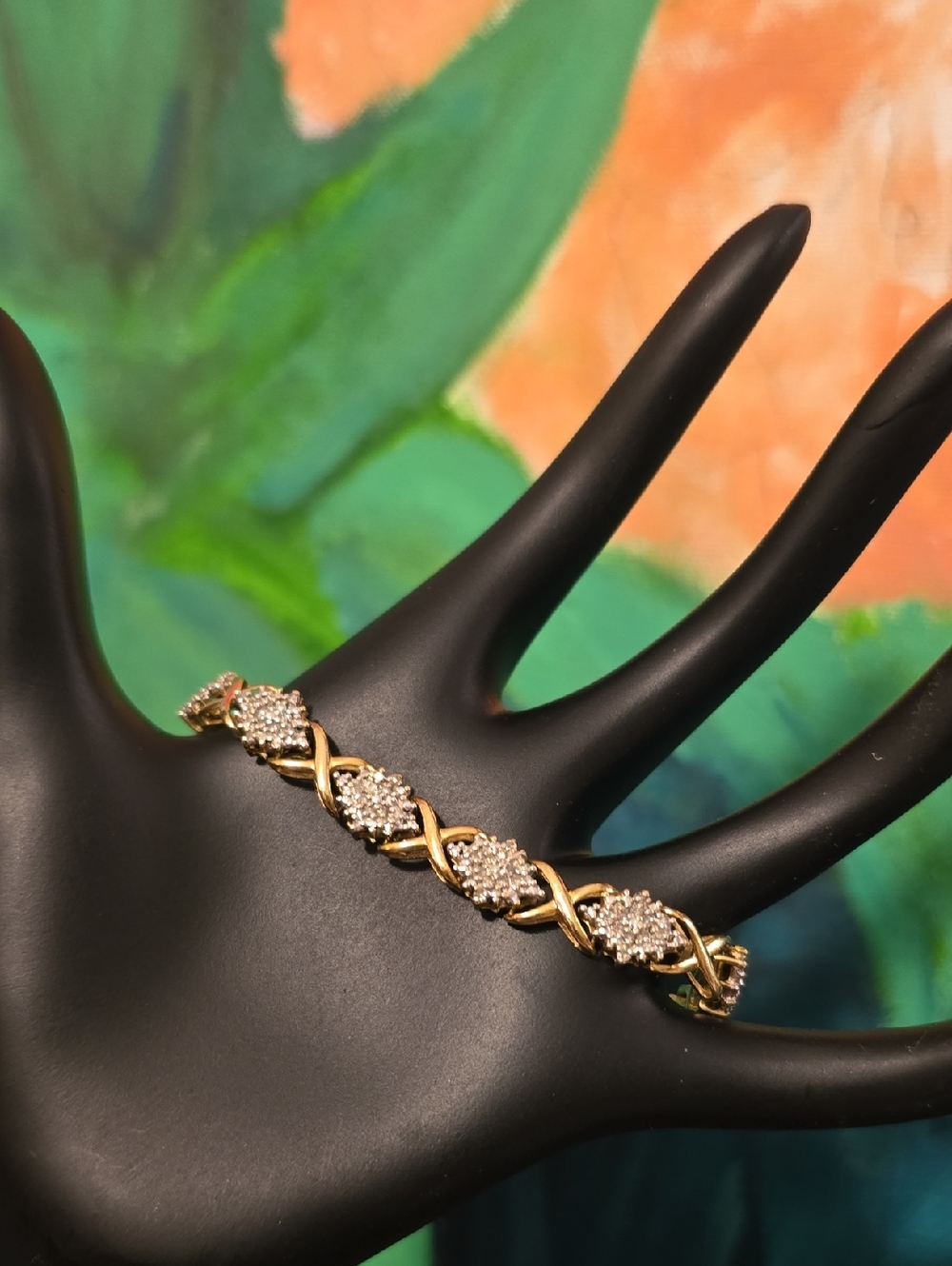 10K Hugs & Kisses Genuine Diamond Bracelet